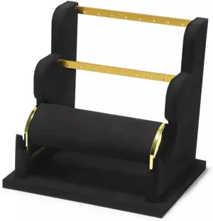 Jewelry Rack Earring Display Holder, Velvet Jewelry Display Stand, Detachable Bracelet Display Organizer Stand, Jewelry Holder for Watch Display Jewel