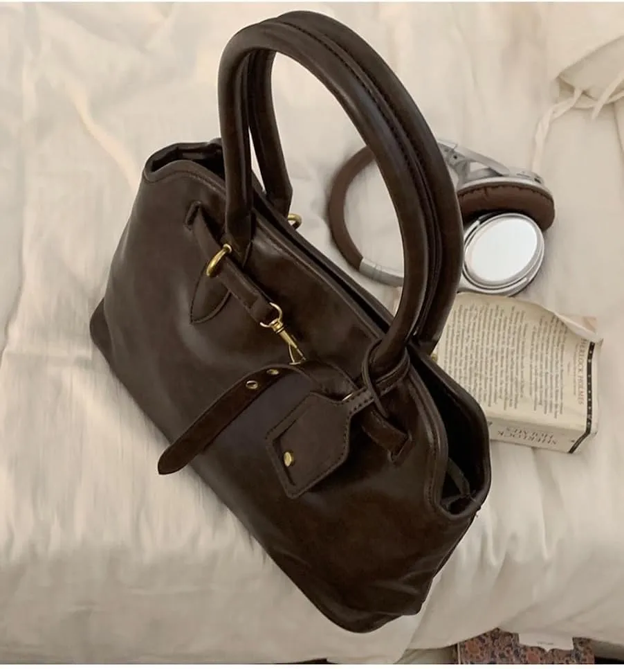 JHTPSLR Vegan Leather Tote Bag for Women Large Vintage Leather Tote Bags Y2k Bags Handbag Work Travel Bags