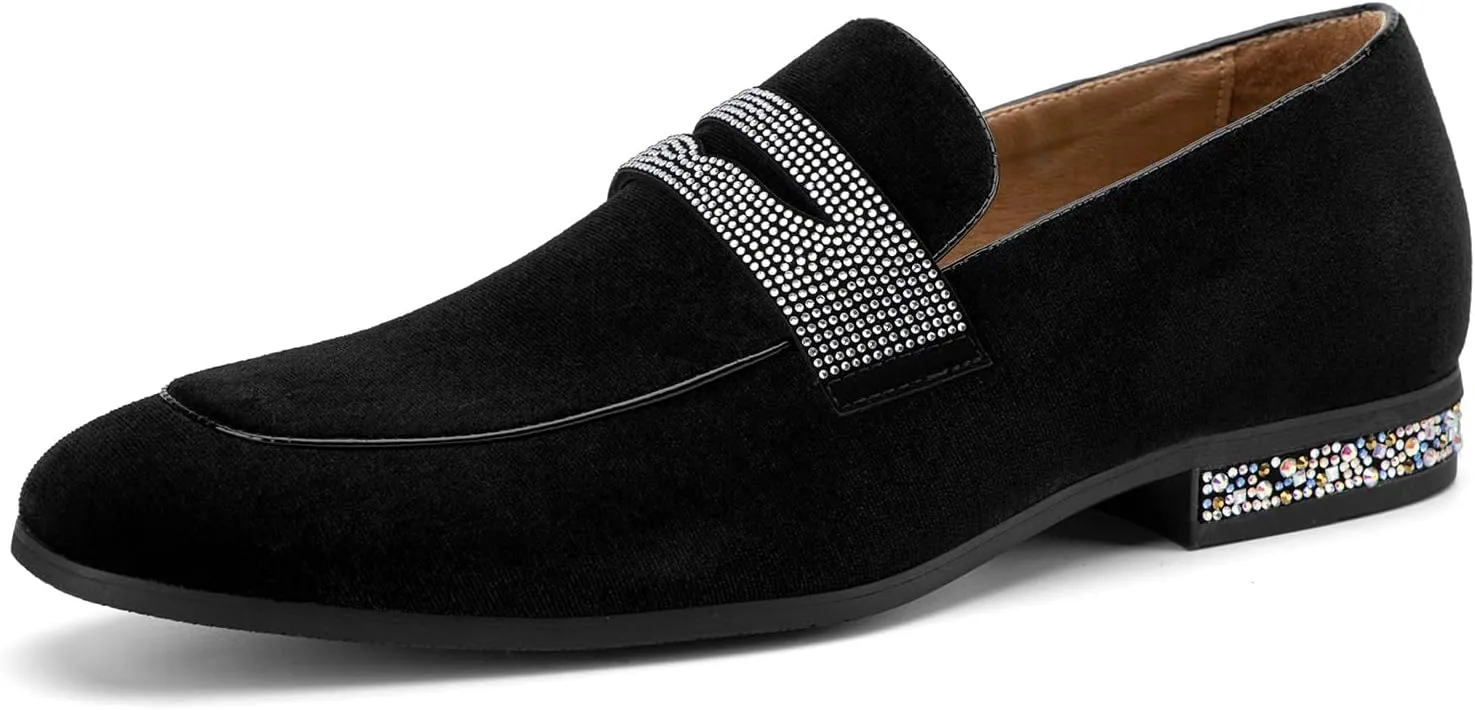 JITAI Mens Velvet Loafers Dress Shoes Loafers for Men Tuxedo Suit Shoes