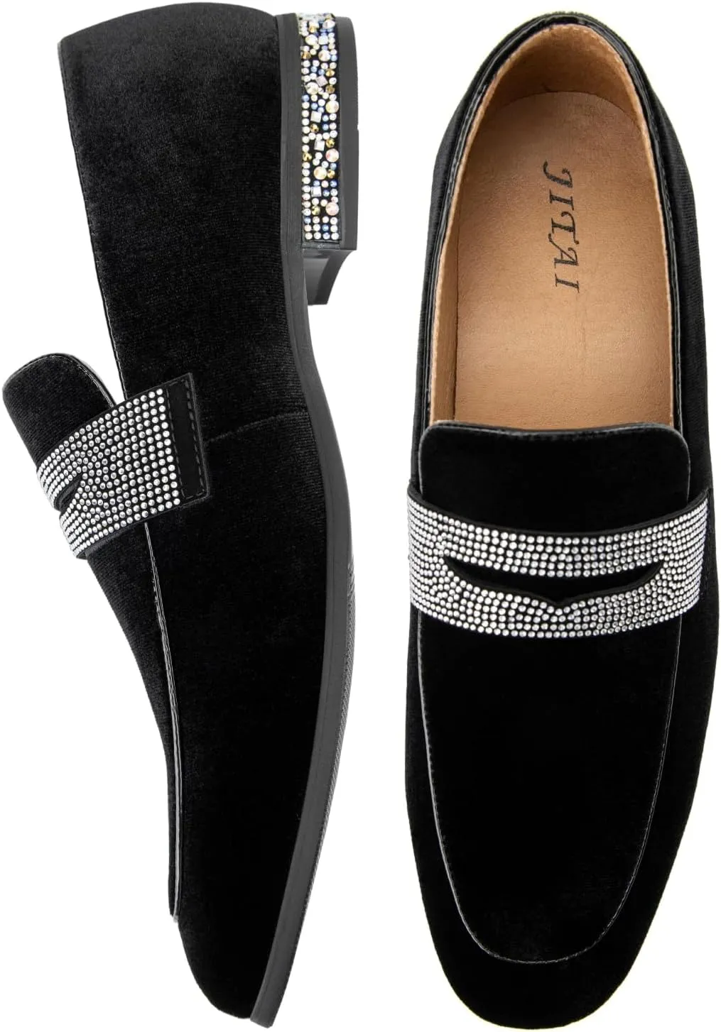 JITAI Mens Velvet Loafers Dress Shoes Loafers for Men Tuxedo Suit Shoes
