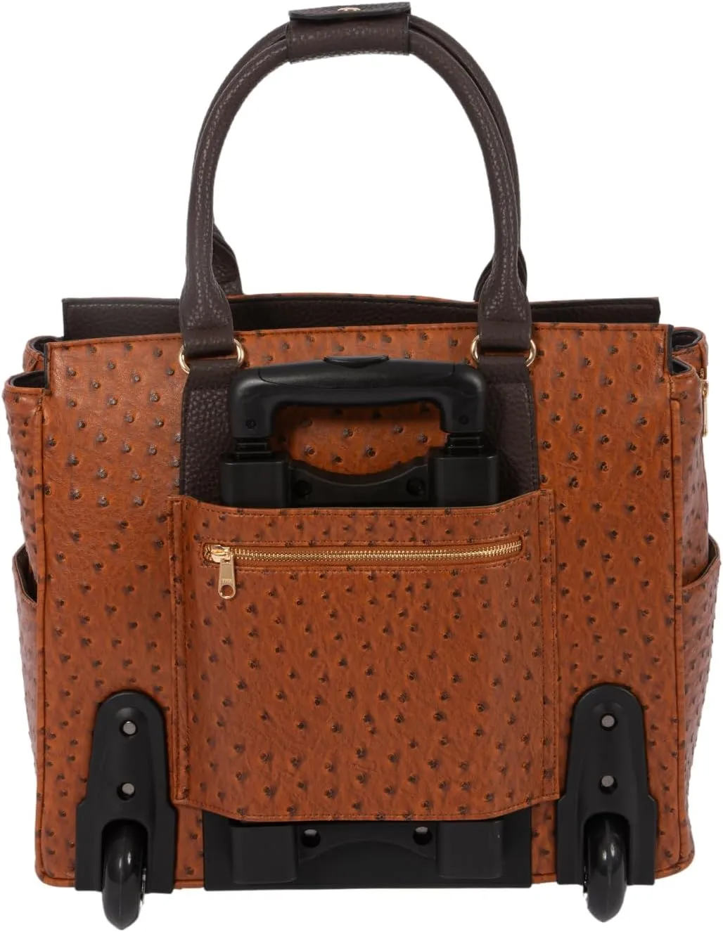 JKM & Company Rolling Laptop Bag for Women | Designer Wheeled Briefcase | Fits 13-17" Laptops | Office Travel Computer Case (Uptown Ostrich)