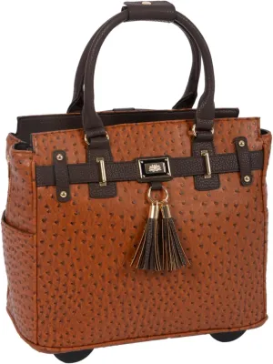 JKM & Company Rolling Laptop Bag for Women | Designer Wheeled Briefcase | Fits 13-17" Laptops | Office Travel Computer Case (Uptown Ostrich)