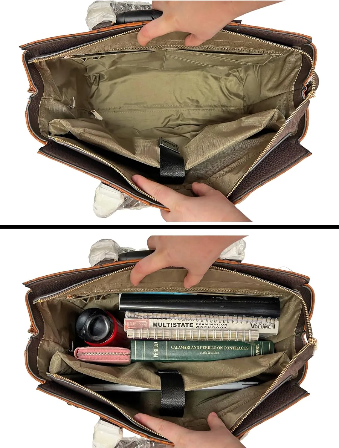 JKM & Company Rolling Laptop Bag for Women | Designer Wheeled Briefcase | Fits 13-17" Laptops | Office Travel Computer Case (Uptown Ostrich)