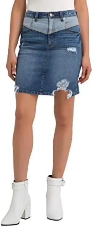 Jordache Sloane Ripped Denim Skirt Navy 27