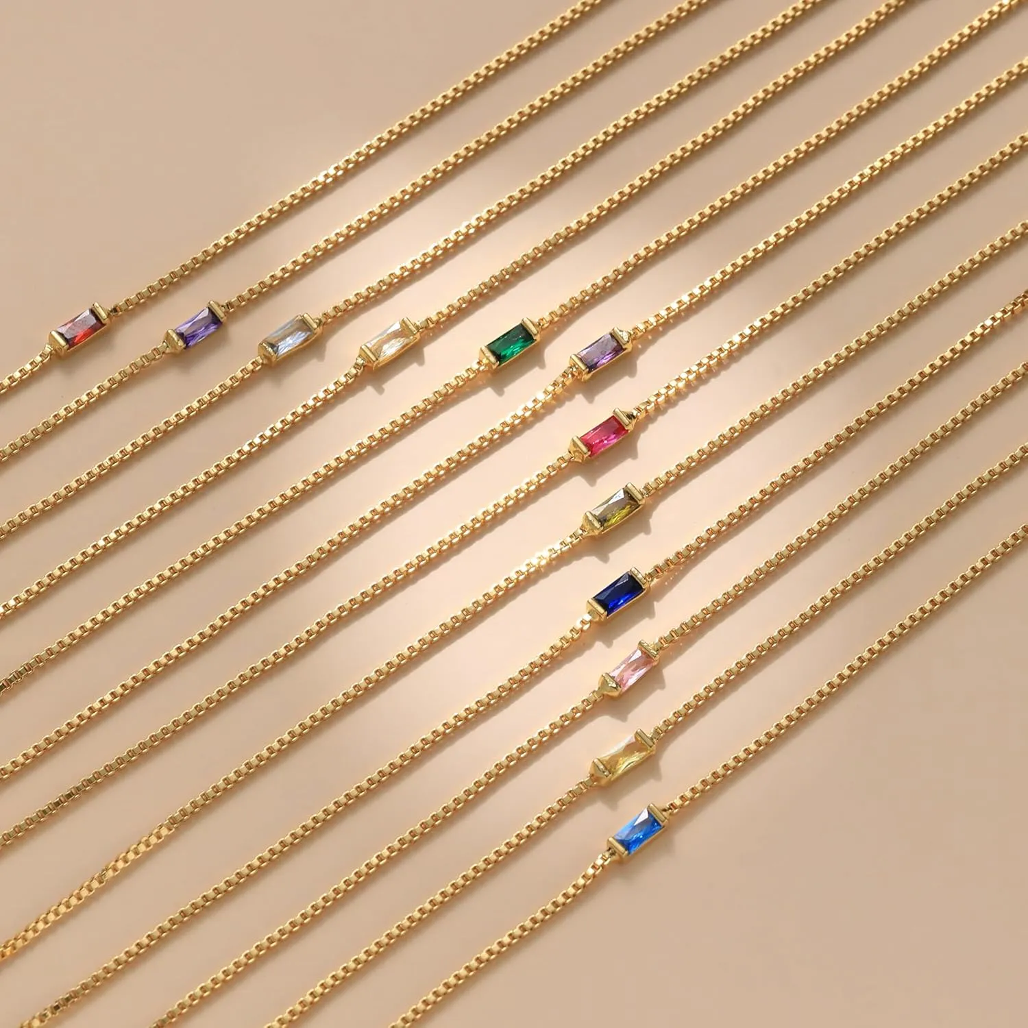 JSJOY Birthstone Bracelets for Women Gold Dainty Link Bracelet Birthstone Jewelry Birthday Gifts for Her Mom Wife Girlfriend Anniversary Jewelry