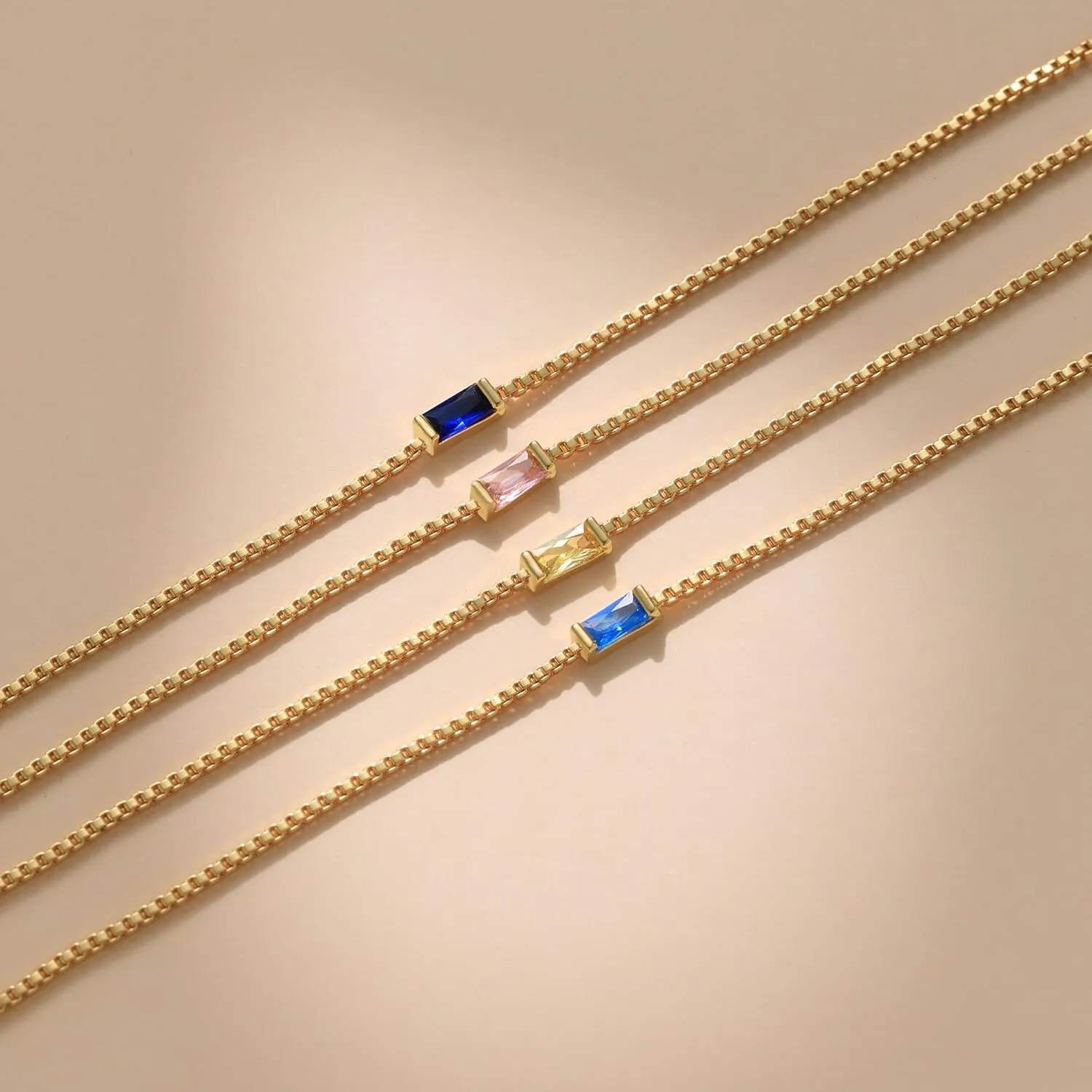 JSJOY Birthstone Bracelets for Women Gold Dainty Link Bracelet Birthstone Jewelry Birthday Gifts for Her Mom Wife Girlfriend Anniversary Jewelry