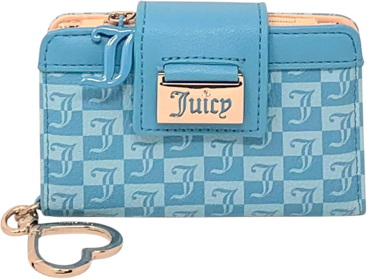 Juicy Couture Women's Tab Card Case Wallet with Keyring (Miss Juicy Heritage Blue)