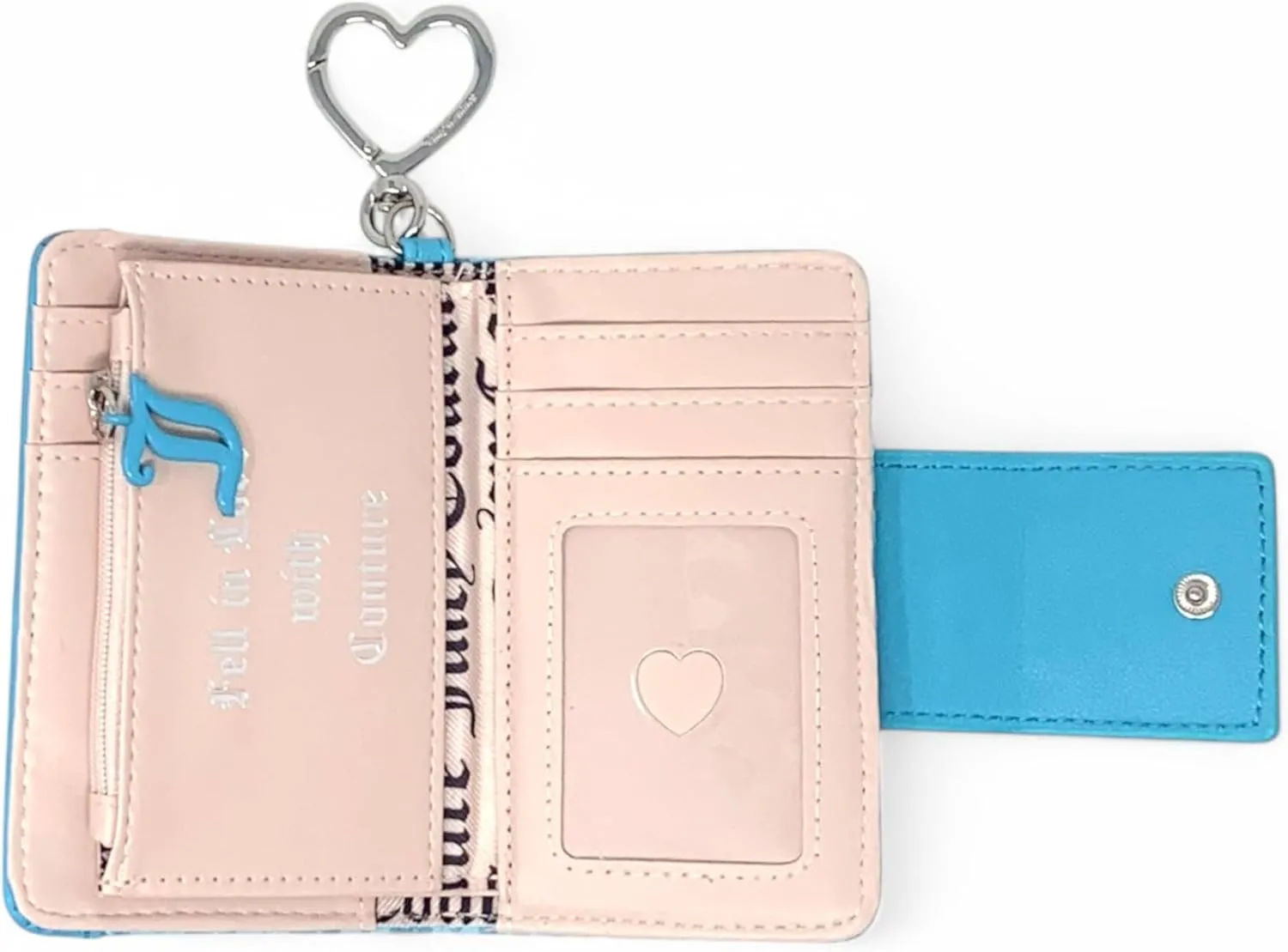Juicy Couture Women's Tab Card Case Wallet with Keyring (Miss Juicy Heritage Blue)