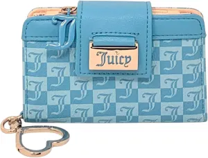 Juicy Couture Women's Tab Card Case Wallet with Keyring (Miss Juicy Heritage Blue)