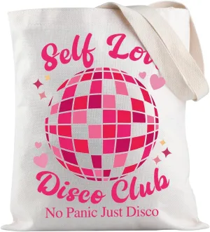 JXGZSO Disco Ball Shoulder Bag Self Love Disco Club No Panic Just Disco Tote Bag Mental Health Gift Self Care Gift