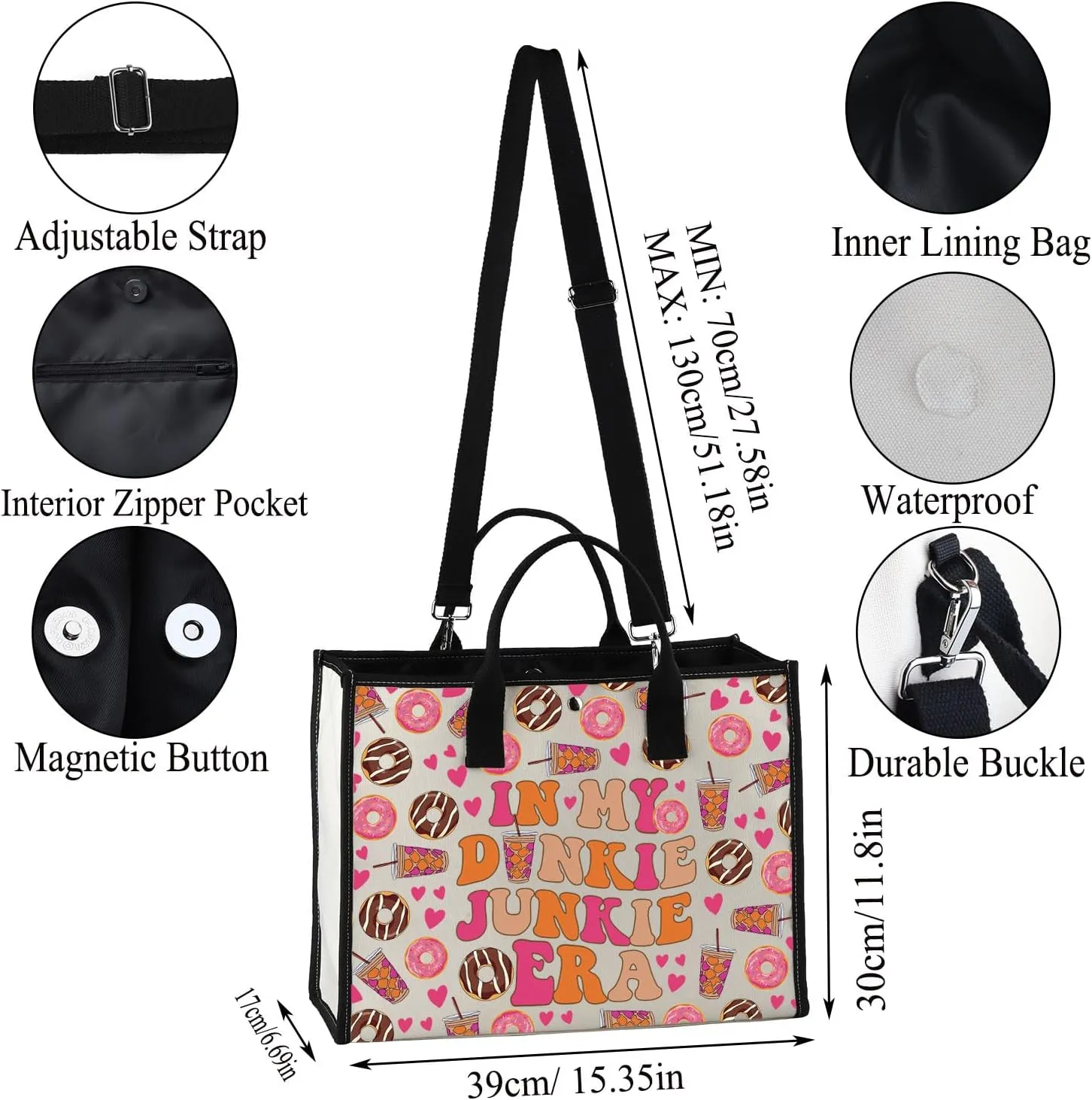 JXGZSO Donut Merch Coffee Lover Gift Coffee Lover Shopping Bag Gift For Her