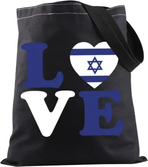 JXGZSO Support Israel Shopping Bag Love Israel Tote Bag Israeli Flag Gift Jewish Gift Israeli Pride Gift