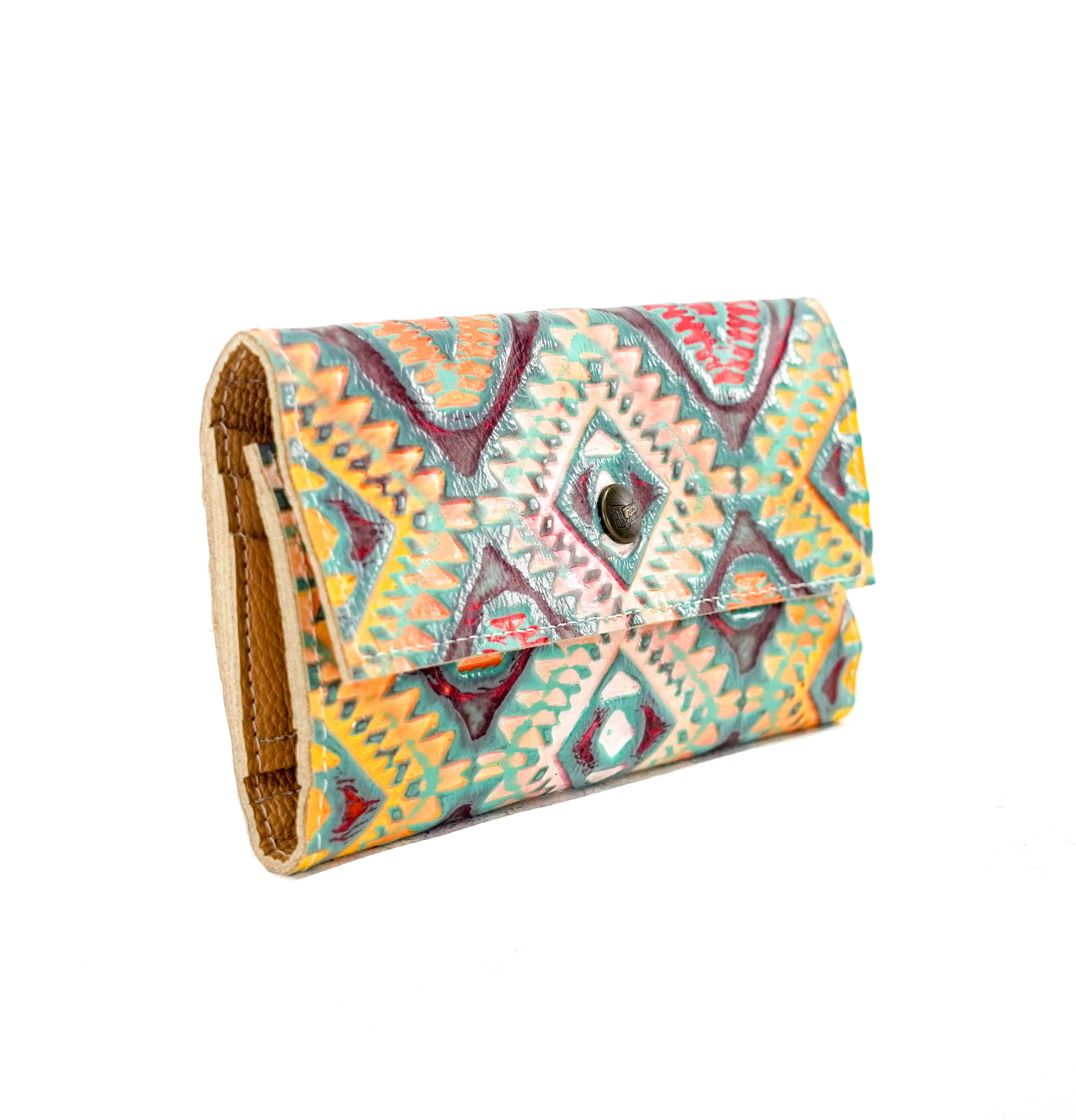 Kacey Wallet - All Embossed w/ Rainbow Aztec