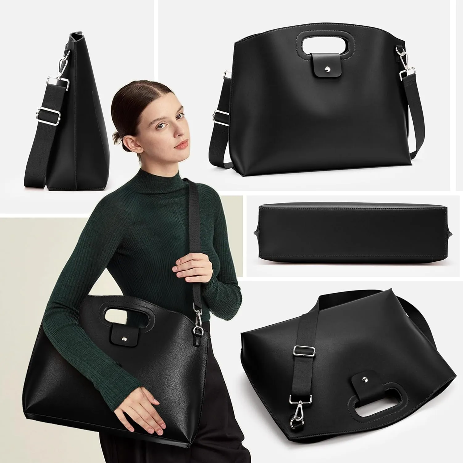 KALIDI Messenger Bag 16 Inch Slim Laptop Vegan Leather Briefcase Crossbody Tote for 15.6" Notebook Business Work Office Bag