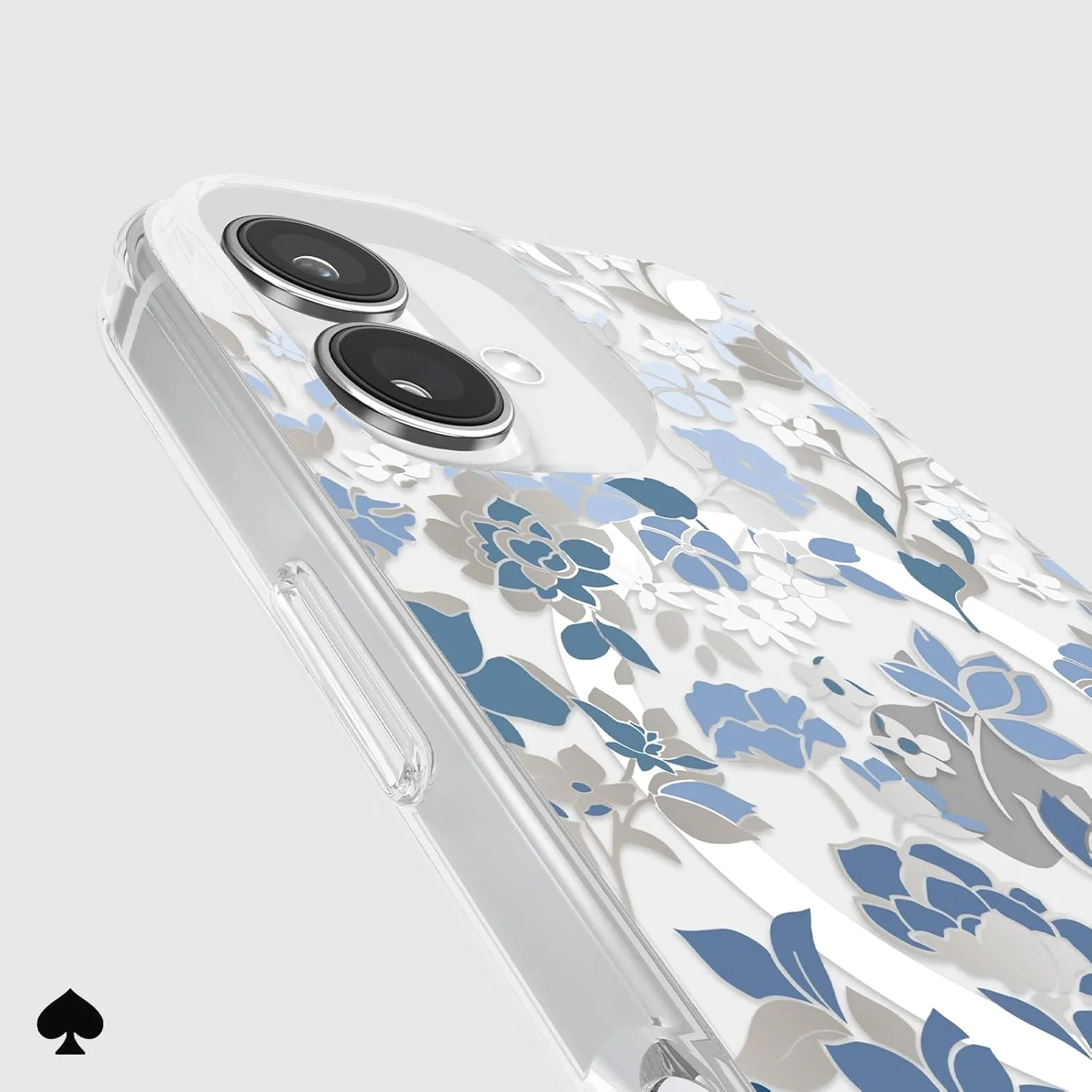 kate spade new york iPhone 16 Case - Compatible with MagSafe - Designer Phone Case - Flowerbed Blue Gems