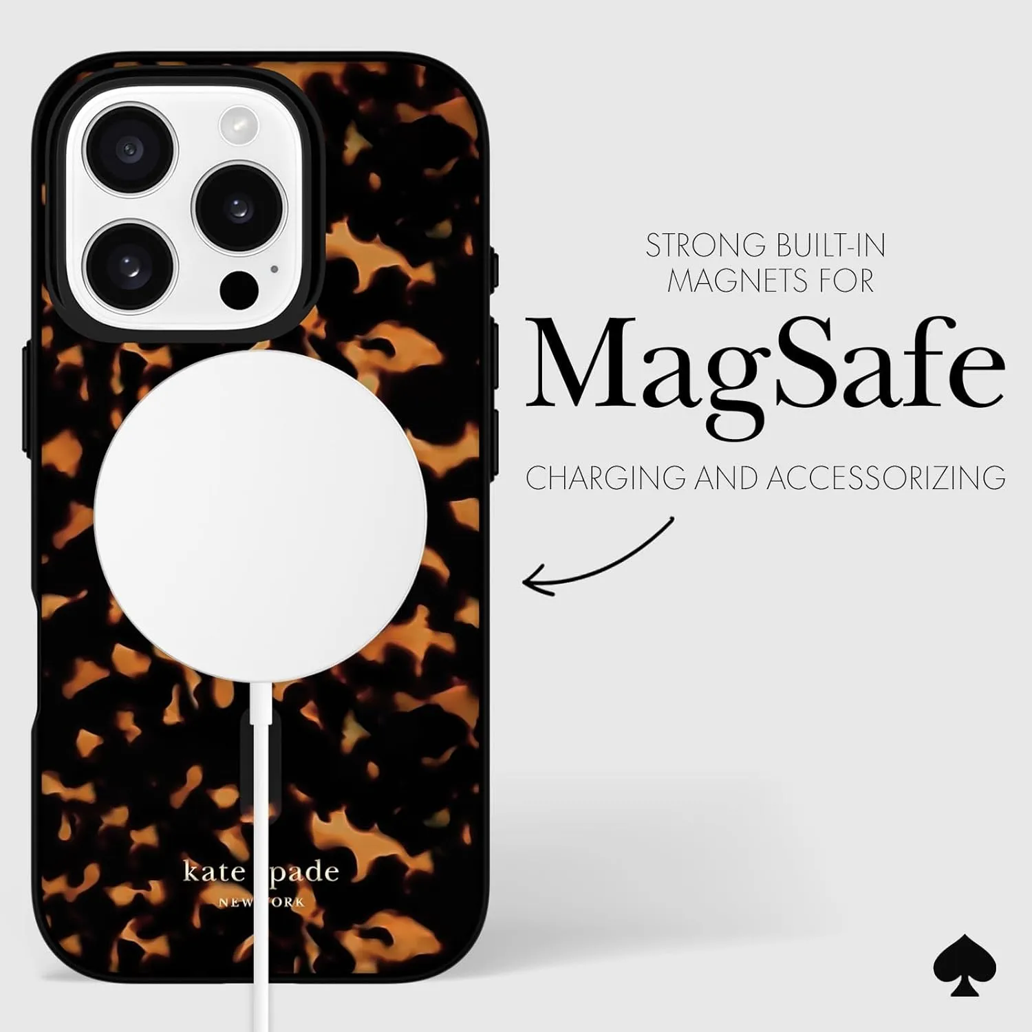 kate spade new york iPhone 16 Pro Case - Compatible with MagSafe - Designer Phone Case - Tortoise