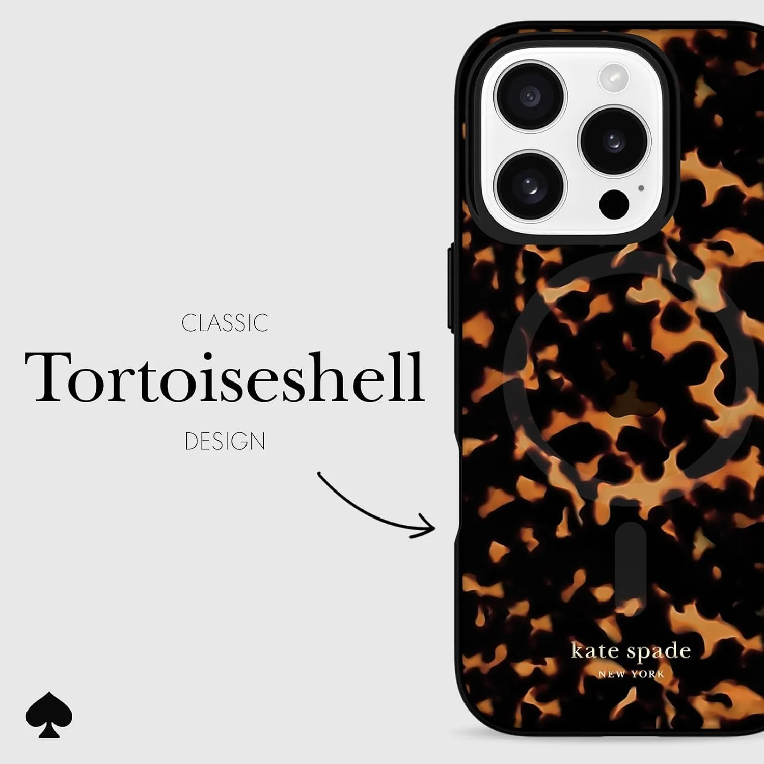 kate spade new york iPhone 16 Pro Case - Compatible with MagSafe - Designer Phone Case - Tortoise