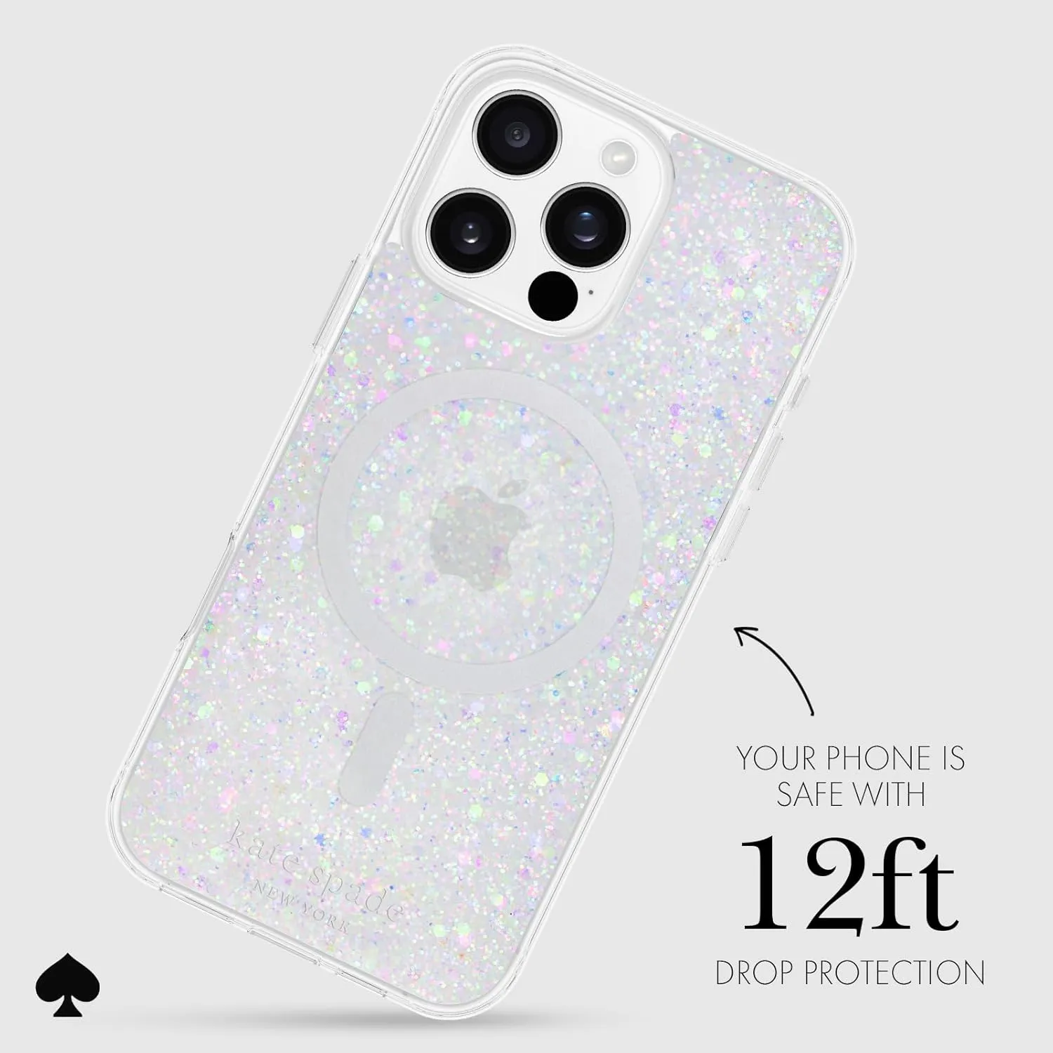 kate spade new york iPhone 16 Pro Max Case - Compatible with MagSafe - Designer Phone Case - Chunky Glitter Iridescent