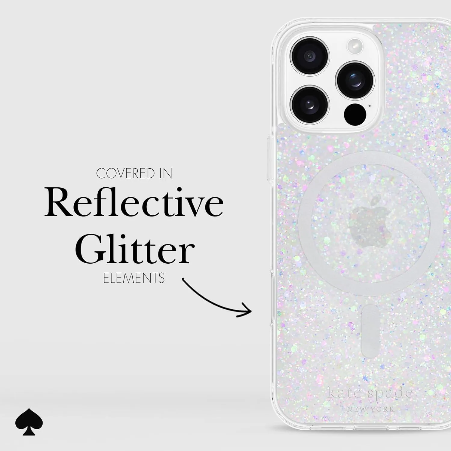 kate spade new york iPhone 16 Pro Max Case - Compatible with MagSafe - Designer Phone Case - Chunky Glitter Iridescent