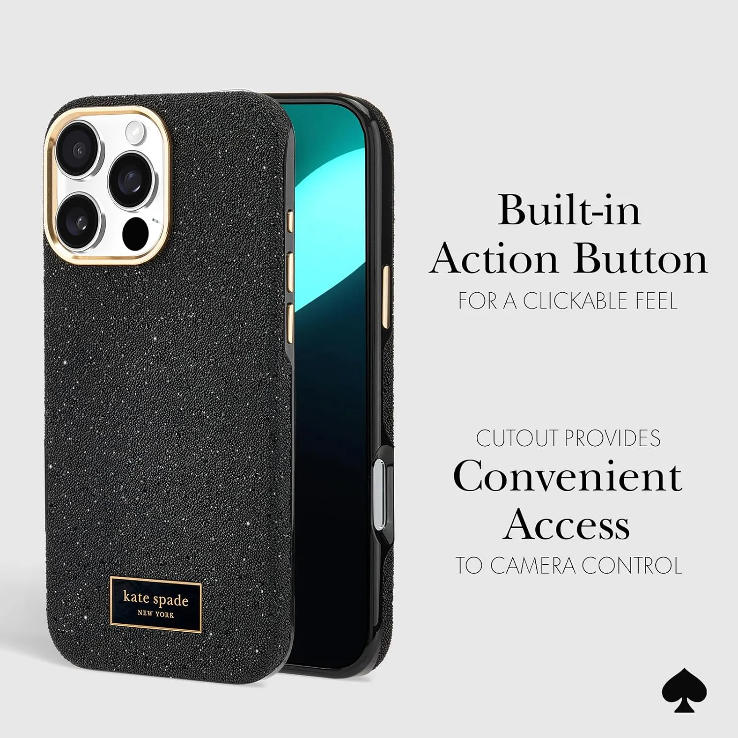 kate spade new york iPhone 16 Pro Max Case - Compatible with MagSafe - Designer Phone Case - Crystal Pave Nightfall