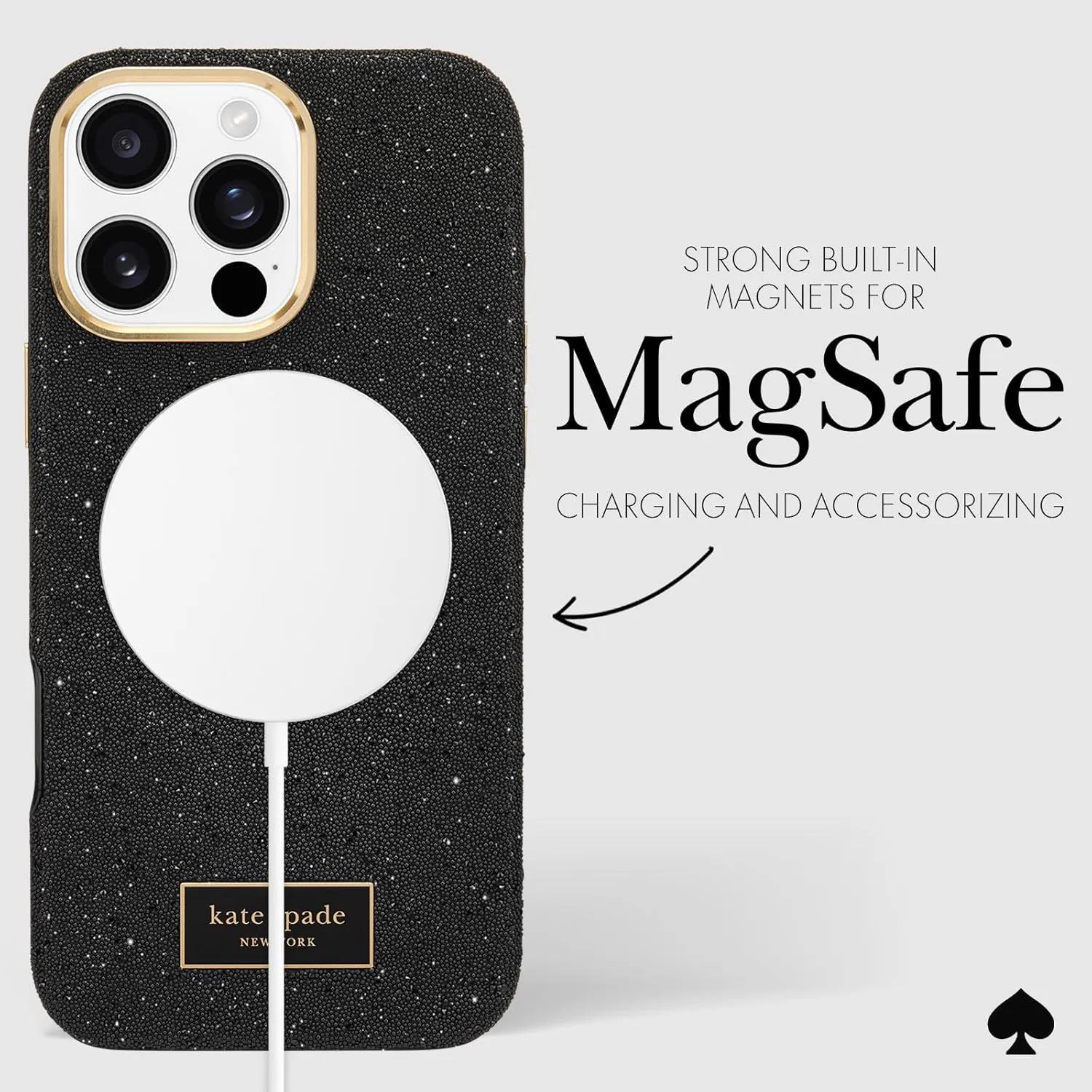 kate spade new york iPhone 16 Pro Max Case - Compatible with MagSafe - Designer Phone Case - Crystal Pave Nightfall