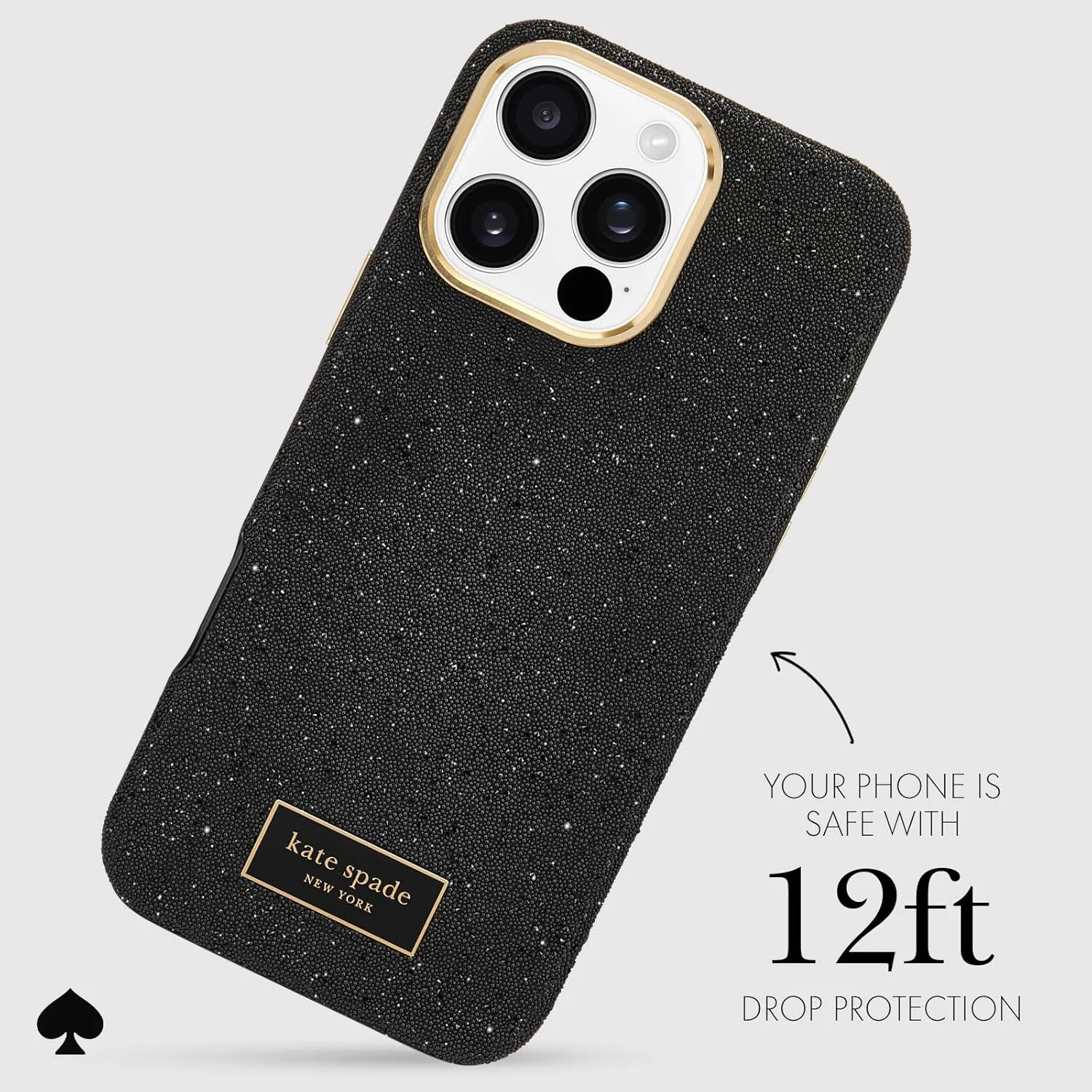 kate spade new york iPhone 16 Pro Max Case - Compatible with MagSafe - Designer Phone Case - Crystal Pave Nightfall