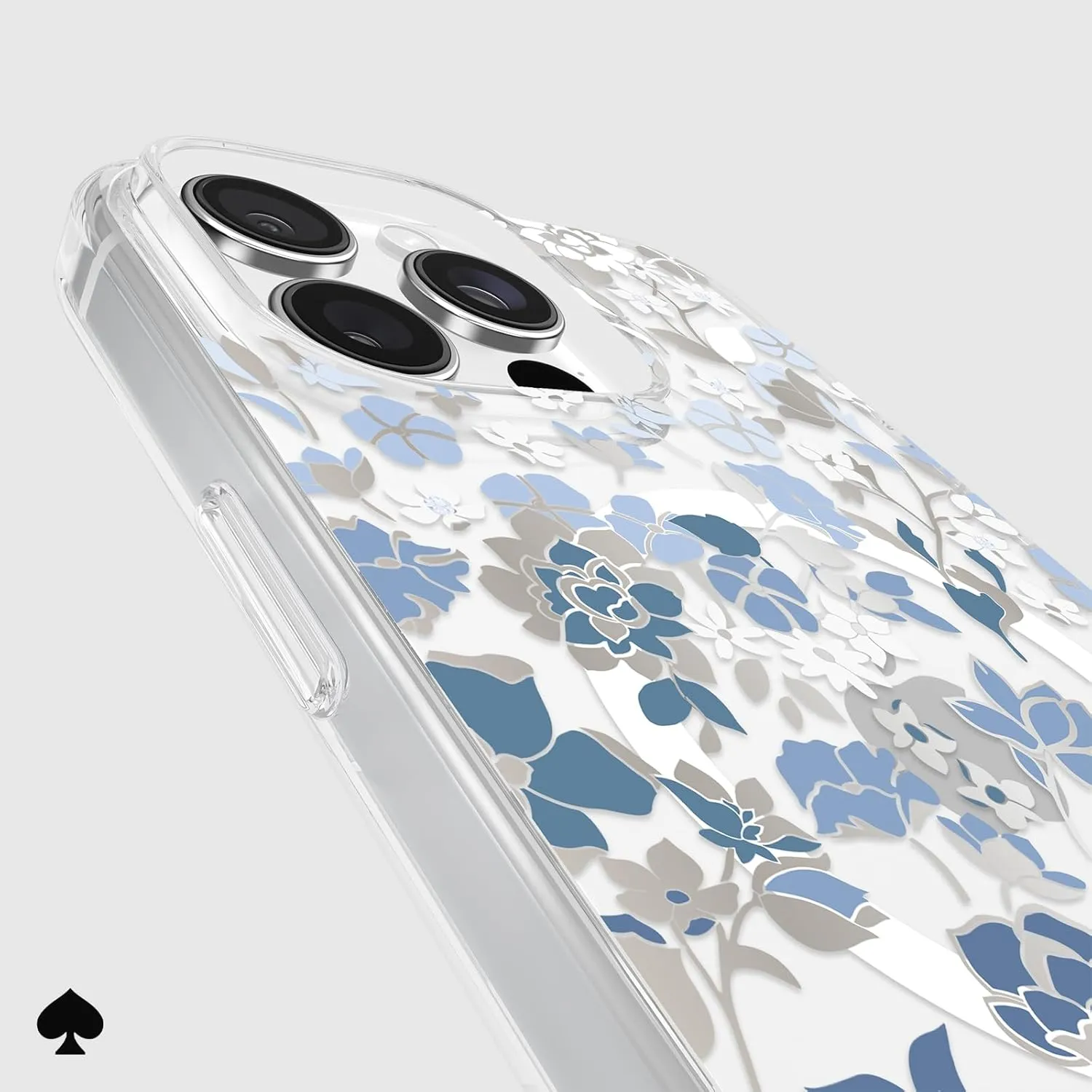 kate spade new york iPhone 16 Pro Max Case - Compatible with MagSafe - Designer Phone Case - Flowerbed Blue Gems