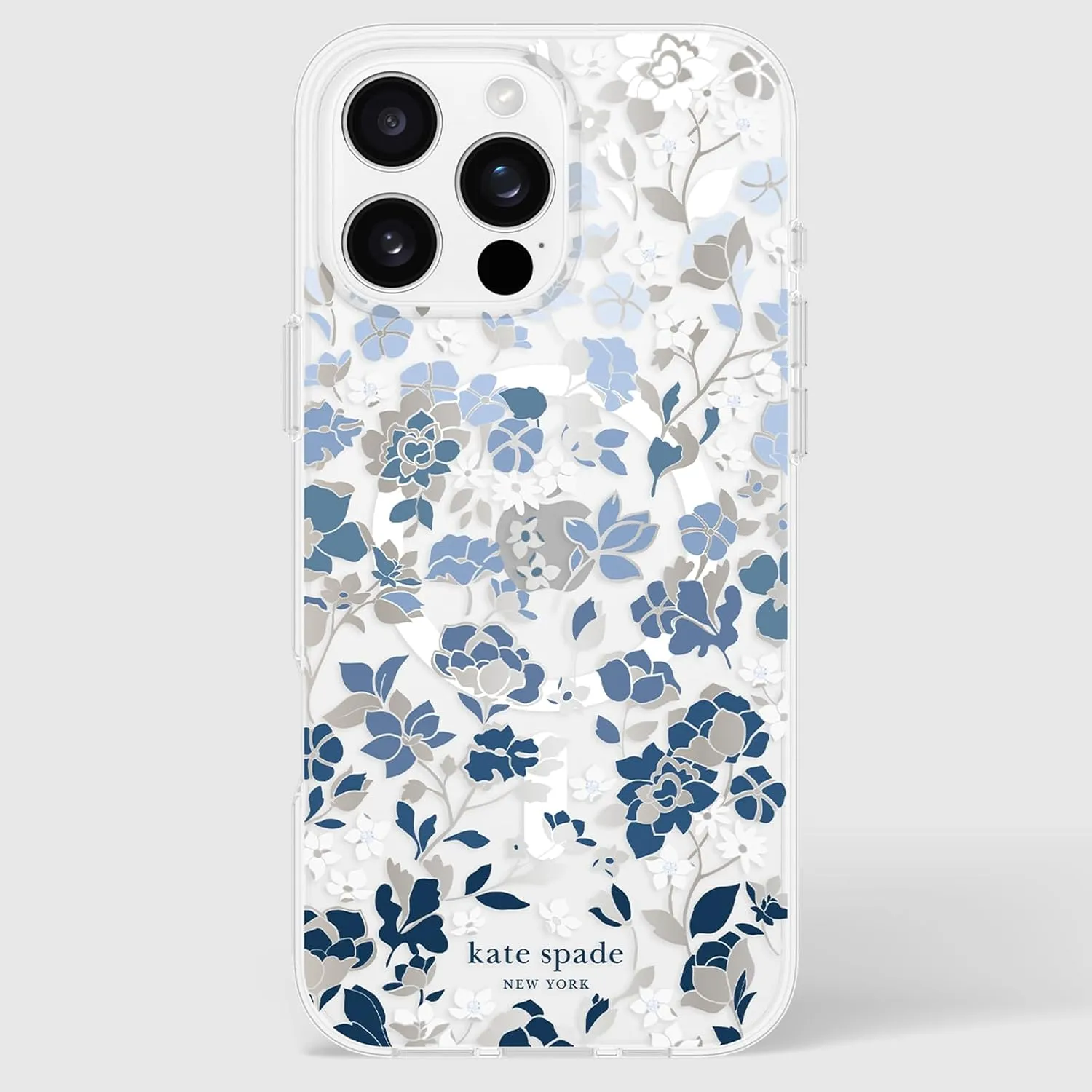kate spade new york iPhone 16 Pro Max Case - Compatible with MagSafe - Designer Phone Case - Flowerbed Blue Gems