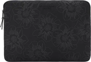 kate spade new york Puffer Laptop Sleeve 14 Inch - Reverse Hollyhock Black - Compatible with All MacBook M Series Devices up to 14 Inch