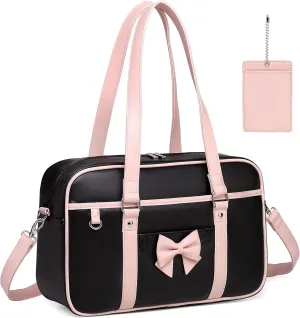 Kawaii Japanese Shoulder Bag Messenger Crossbody Cute Bowknot Bookbag Satchel with Card Holder