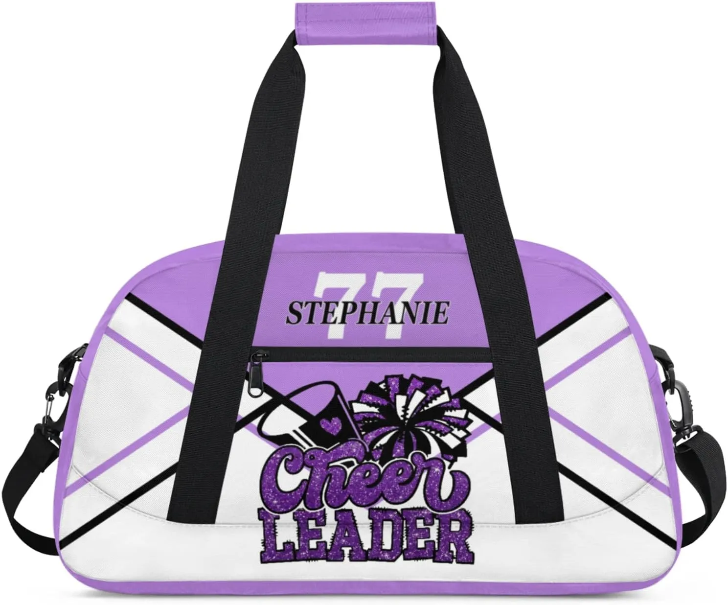Kids Duffle Bag Personalized Gym Bag Overnight Bags, Ideal for Travel and Sports, Suitable for Men Women for Gym, Dance, Yoga, Durable Waterproof Sport Overnight Handbags Cheerleader Purple