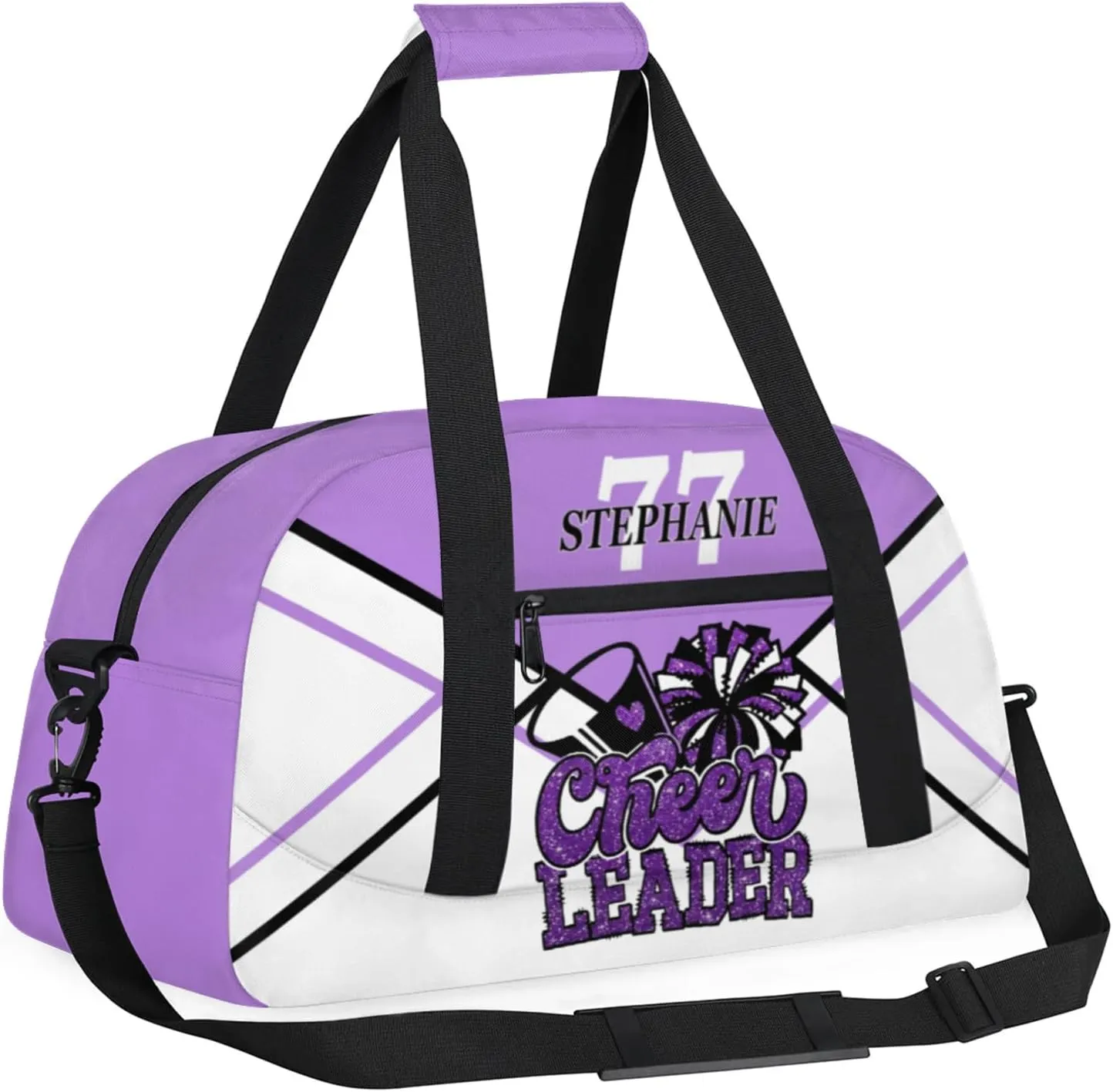 Kids Duffle Bag Personalized Gym Bag Overnight Bags, Ideal for Travel and Sports, Suitable for Men Women for Gym, Dance, Yoga, Durable Waterproof Sport Overnight Handbags Cheerleader Purple