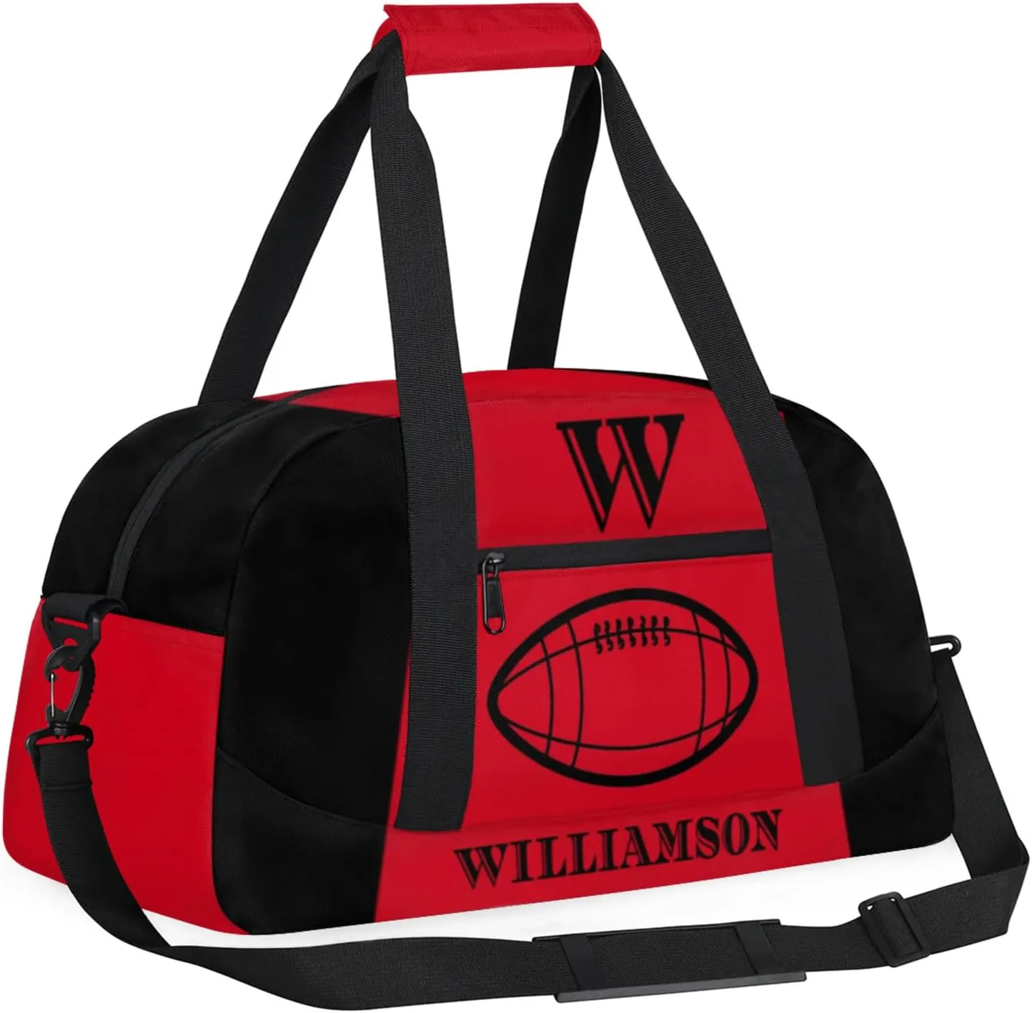 Kids Duffle Bag Personalized Gym Bag Overnight Bags, Ideal for Travel and Sports, Suitable for Men Women for Gym, Dance, Yoga, Durable Waterproof Sport Overnight Handbags Rugby Red