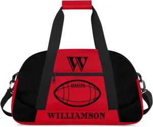 Kids Duffle Bag Personalized Gym Bag Overnight Bags, Ideal for Travel and Sports, Suitable for Men Women for Gym, Dance, Yoga, Durable Waterproof Sport Overnight Handbags Rugby Red