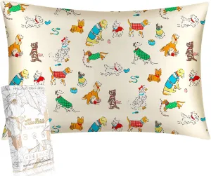 Kids Mulberry Silk Pillowcase - 30"x20" Queen Size, Cute Cartoon Kawaii Fun Pillowcase for Teens Boys Girls, Puppy Design