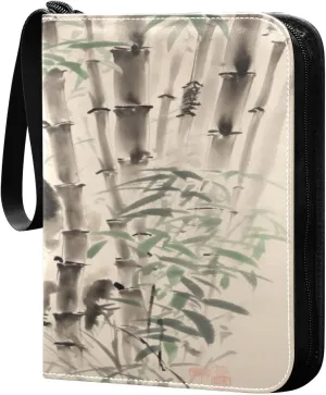 Kigai Trading Card Binder with 50 Sleeves, 400 Pockets PU Zipper Card Collection Binder 4-Pocket Portable Card Folder for Sports Cards, Game Cards (Panda Painting)