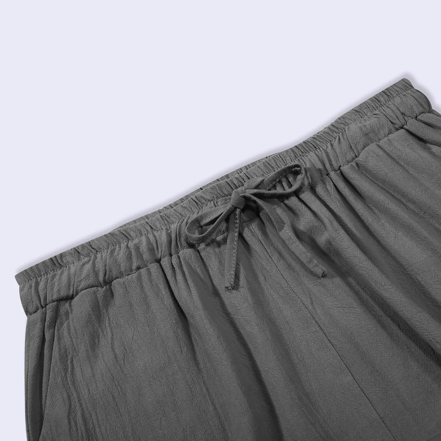 Kingspinner Linen Pants Women, Womens Capri Pants Casual Summer Elastic Waisted Plus Size Baggy Ladies Boho Trousers Vacation