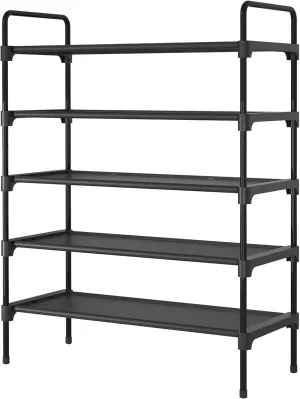 Kitsure Shoe Rack for Closet, Sturdy Shoe Shelf for Entryway, Space-Saving Shoes Organizer and Storage, 27.6" x 11.8" x 36.6", Black