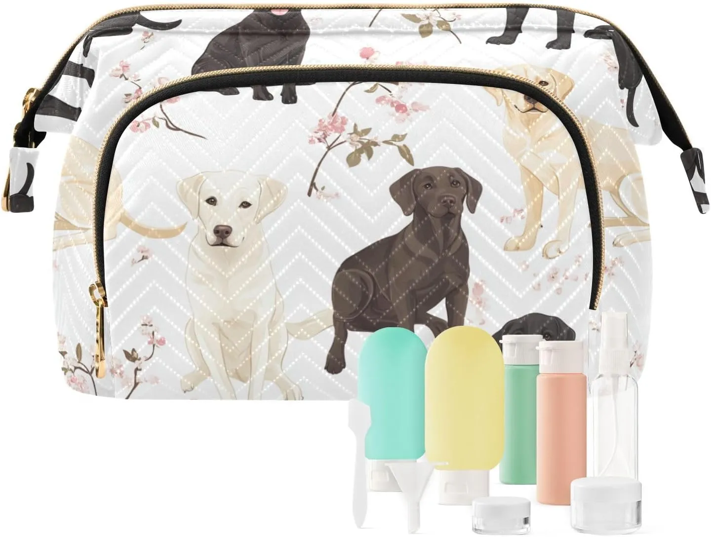 KLL Labrador Retriever Dogs White Toiletry Bags Lightweight Large Capacity Travel Women's Coin Change Purse for Travel Organizer