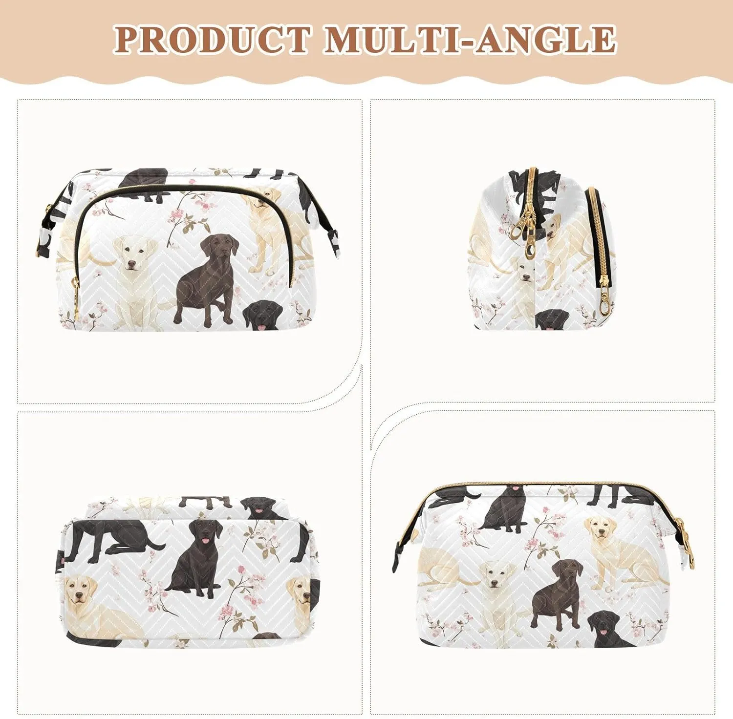 KLL Labrador Retriever Dogs White Toiletry Bags Lightweight Large Capacity Travel Women's Coin Change Purse for Travel Organizer