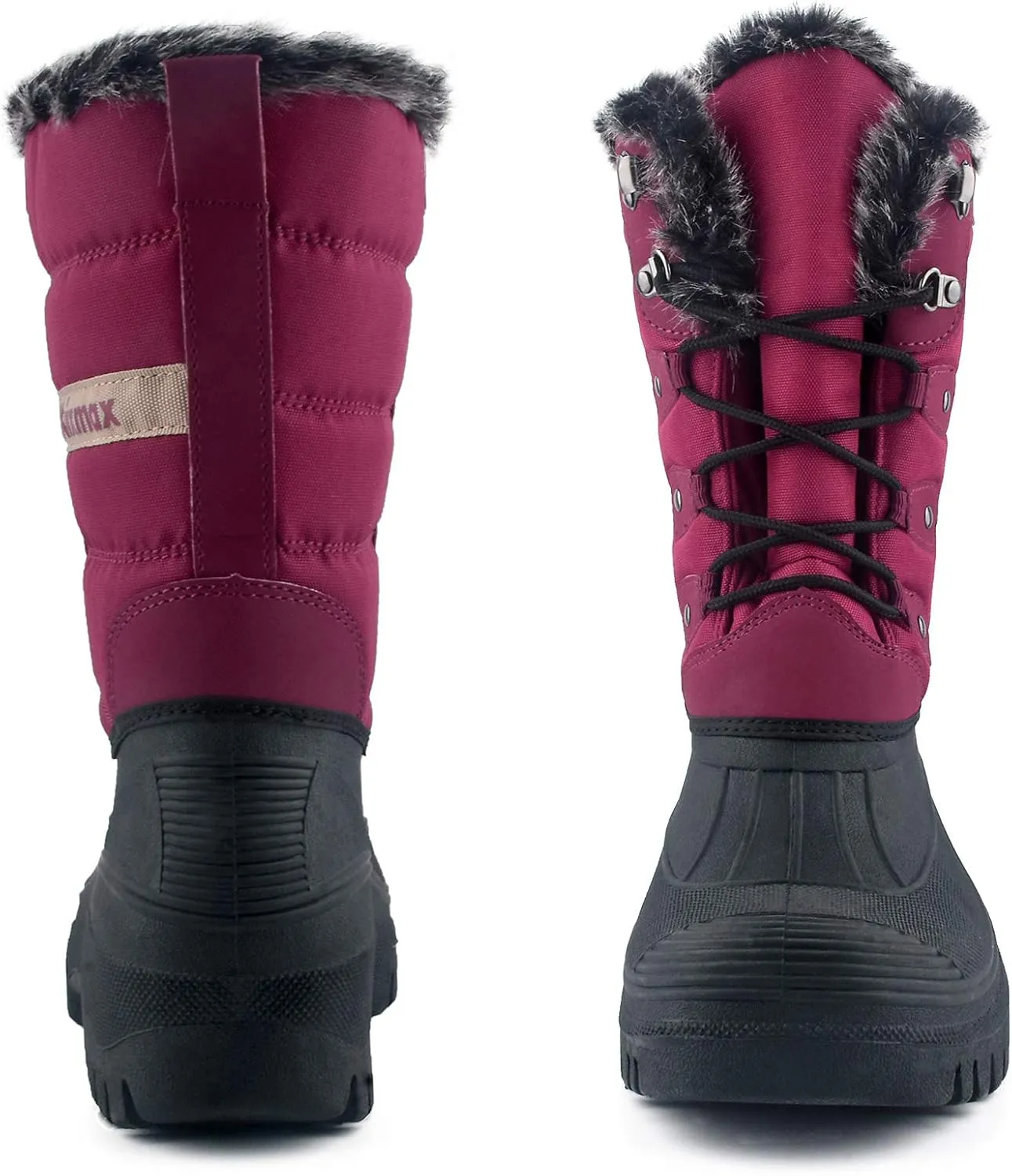 Knixmax Women's Winter Snow Boots Waterproof Mid Calf Booties Fur Lined Warm Outdoor Insulated Mucker Yard Skiing Hiking Boots