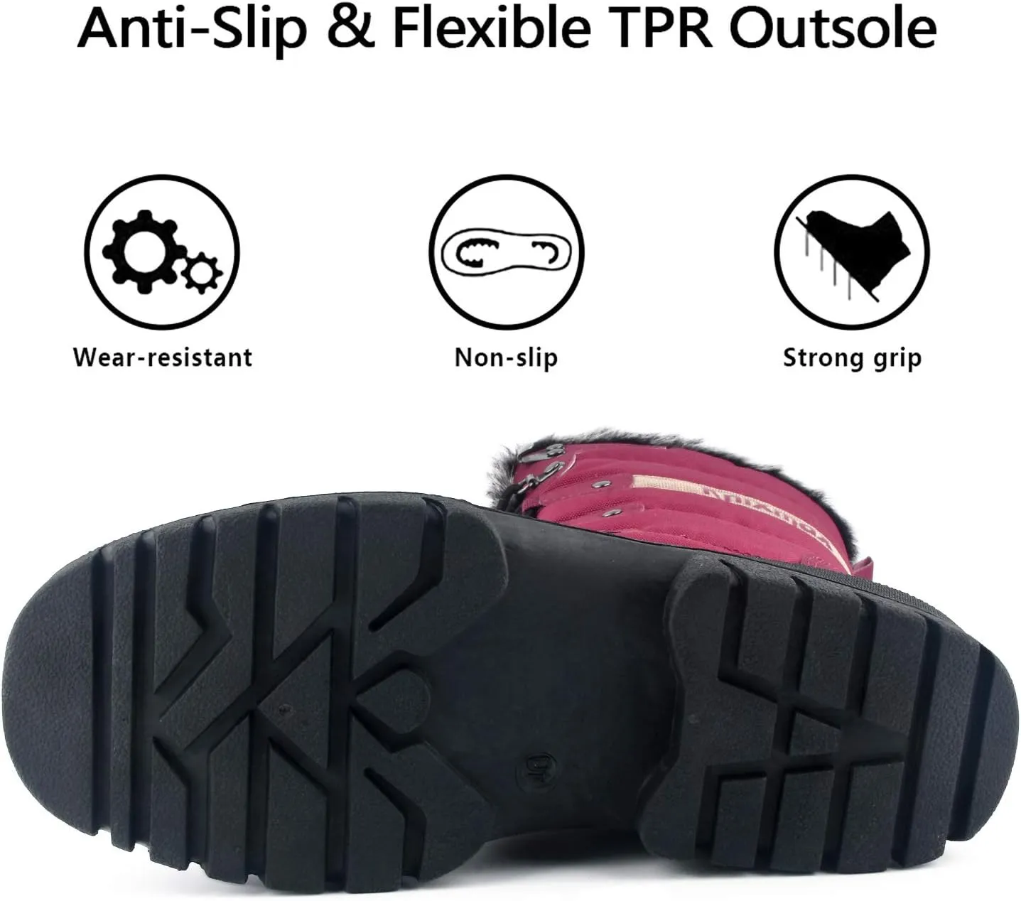 Knixmax Women's Winter Snow Boots Waterproof Mid Calf Booties Fur Lined Warm Outdoor Insulated Mucker Yard Skiing Hiking Boots