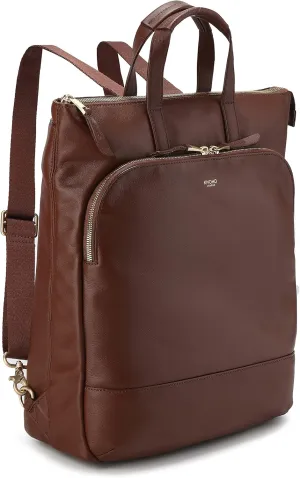 KNOMO Harewood Leather Briefcase 2-in-1 Backpack to Laptop Tote Bag, Work Business Purse
