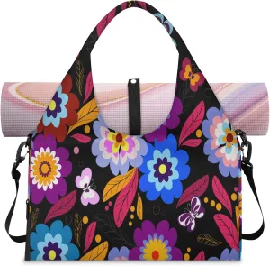 KOBLEN Yoga Gym Bags for Women Duffel Bag with Shoe Compartment and Yoga Mat Portable Weekender Bags for Pilates Travel Offices Workout Beach