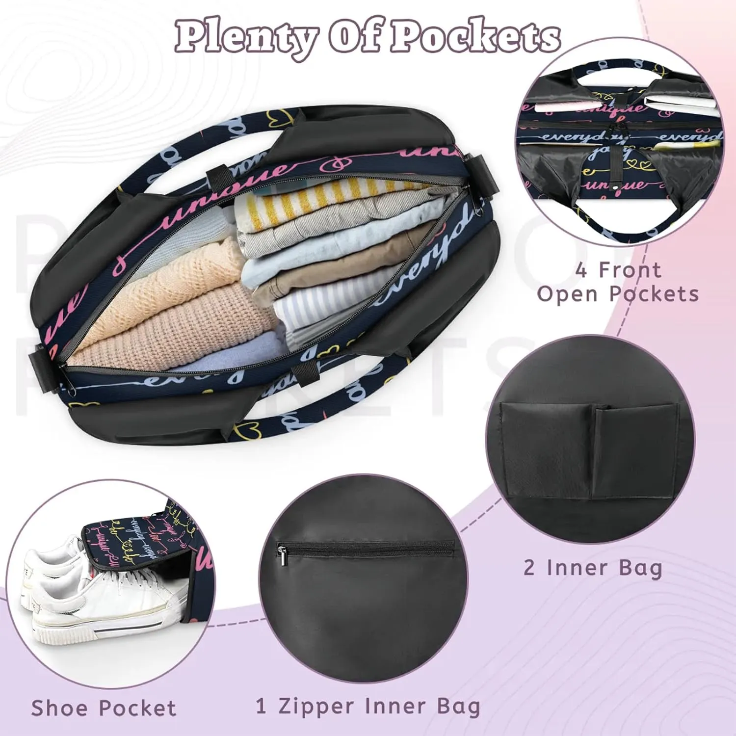 KOBLEN Yoga Gym Bags for Women Duffel Bag with Shoe Compartment and Yoga Mat Portable Weekender Bags for Pilates Travel Offices Workout Beach