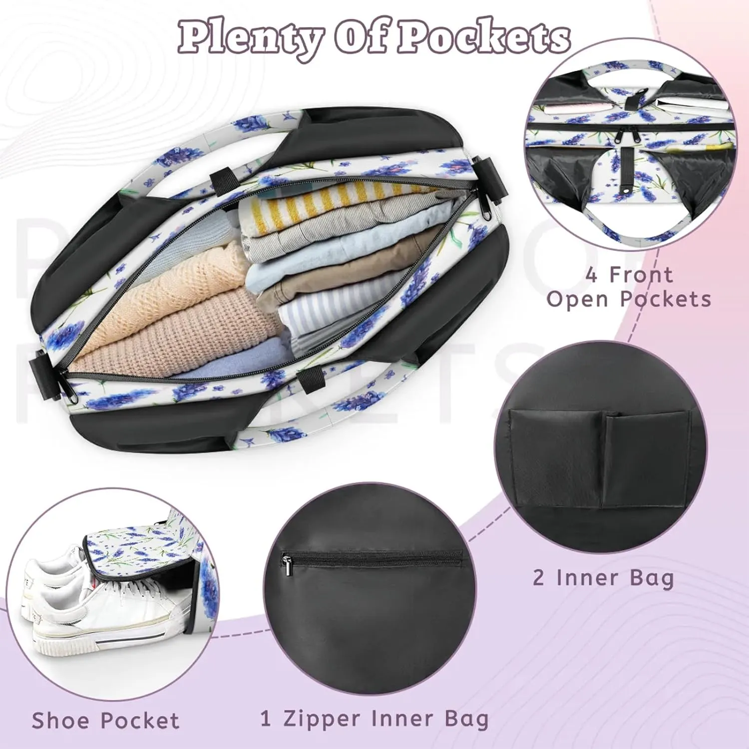 KOBLEN Yoga Gym Bags for Women Duffel Bag with Shoe Compartment and Yoga Mat Portable Weekender Bags for Pilates Travel Offices Workout Beach