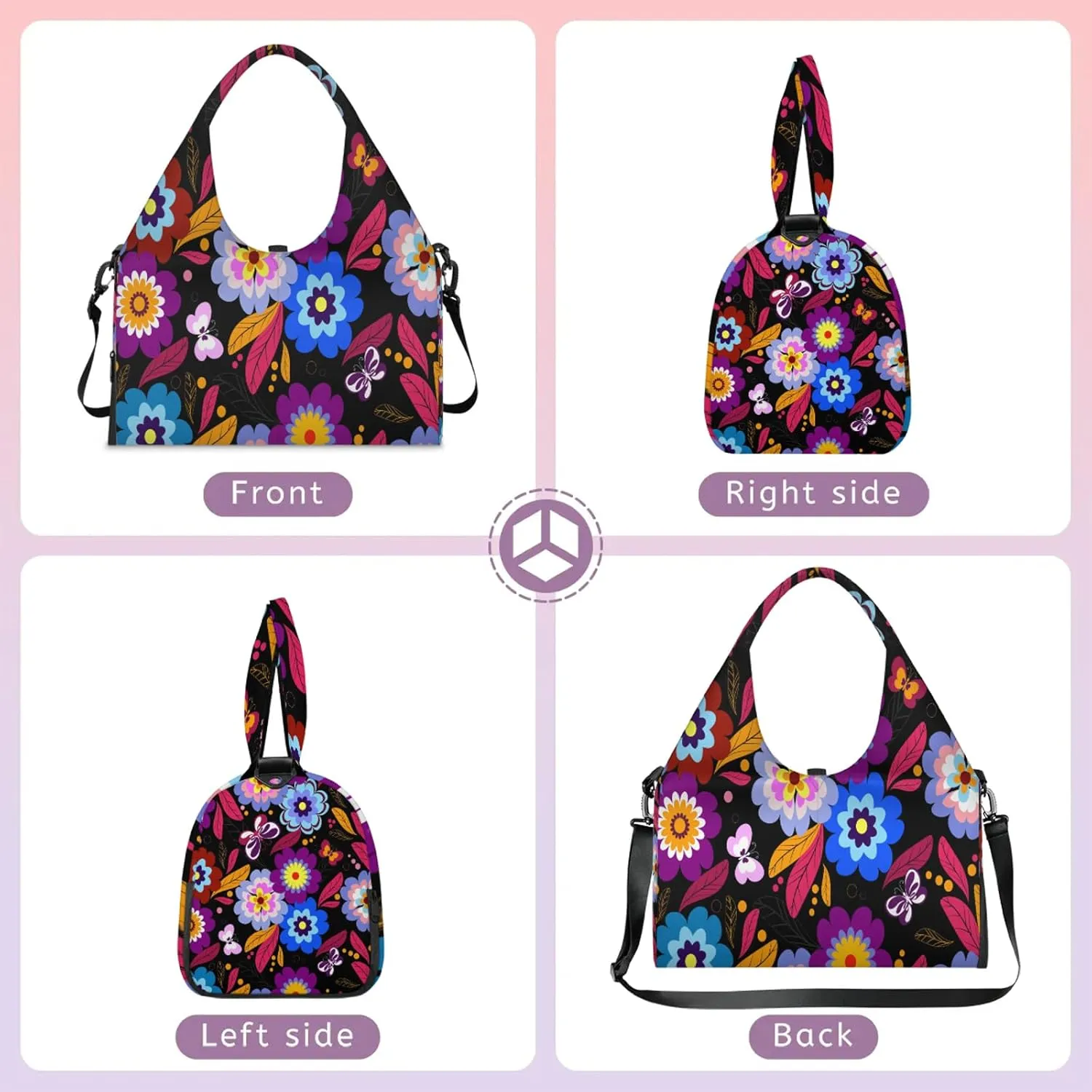 KOBLEN Yoga Gym Bags for Women Duffel Bag with Shoe Compartment and Yoga Mat Portable Weekender Bags for Pilates Travel Offices Workout Beach