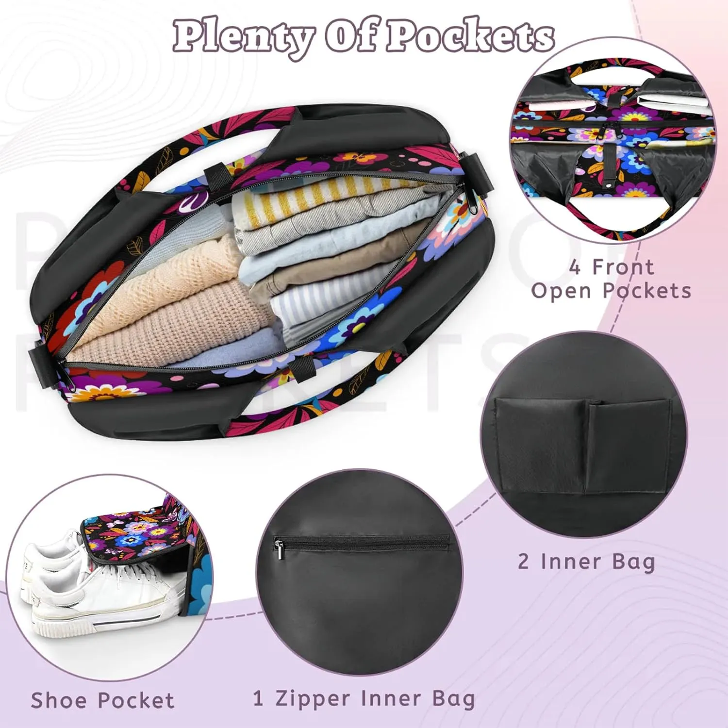 KOBLEN Yoga Gym Bags for Women Duffel Bag with Shoe Compartment and Yoga Mat Portable Weekender Bags for Pilates Travel Offices Workout Beach