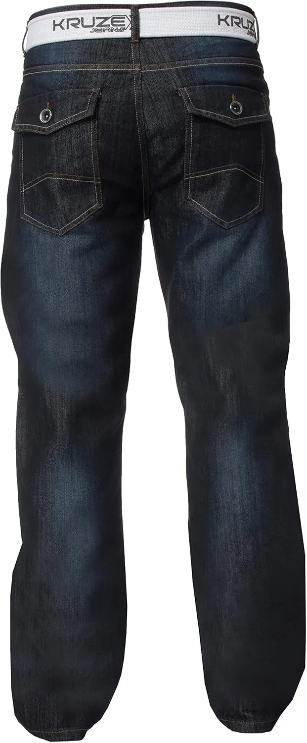 Kruze New Mens Bootcut Jeans Flare Wide Leg Denim Pants Big King All Waist Sizes