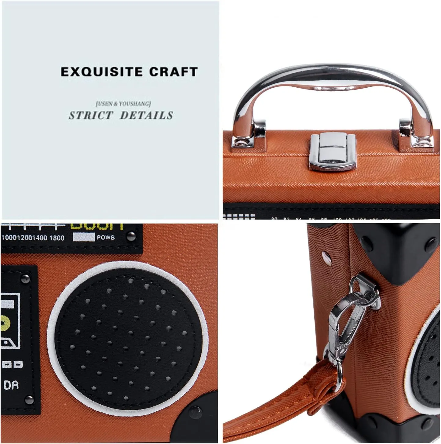 KUANG! Women Retro Radio Shaped Clutch Hundred Dollar Bill Box Shoulder Bag Elegant Evening Crossbody Handbag